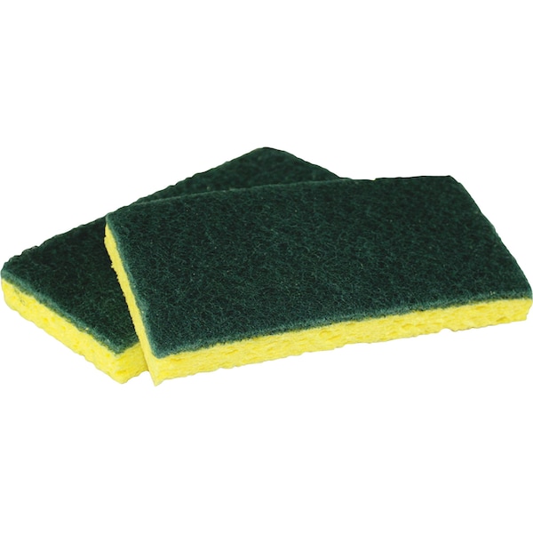 Impact Products Cellulose Scrubber Sponge, 3-3/16"Wx6-1/4"Lx7/8"H, GN/YW, PK 5 IMP7130P - main